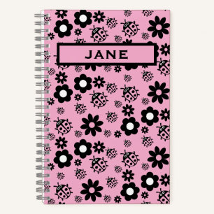 Pink Cute Ladybug Kids Notebook