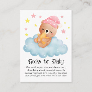 Pink Cute Little Bear Baby Shower Books for Baby Enclosure Card