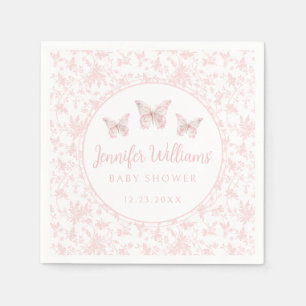 Pink cute little butterfly baby girl shower paper napkin