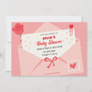 Pink cute lovely letter baby shower invitation