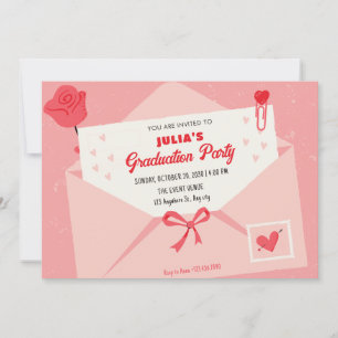 Pink cute lovely letter graduation invitation