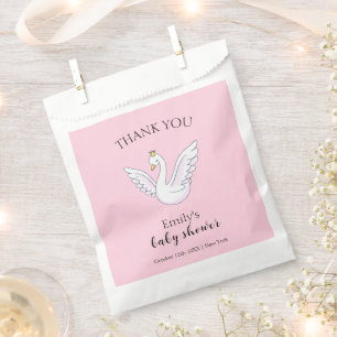Pink Cute Modern Sweet Princess Swan Baby Shower Favour Bag