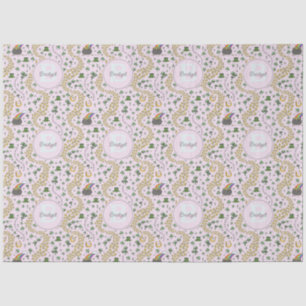 Pink Cute n' Curvy Shamrocks Girl Name St Patricks Tissue Paper