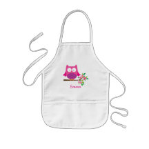 Pink Cute Owl Personalised Kids Apron