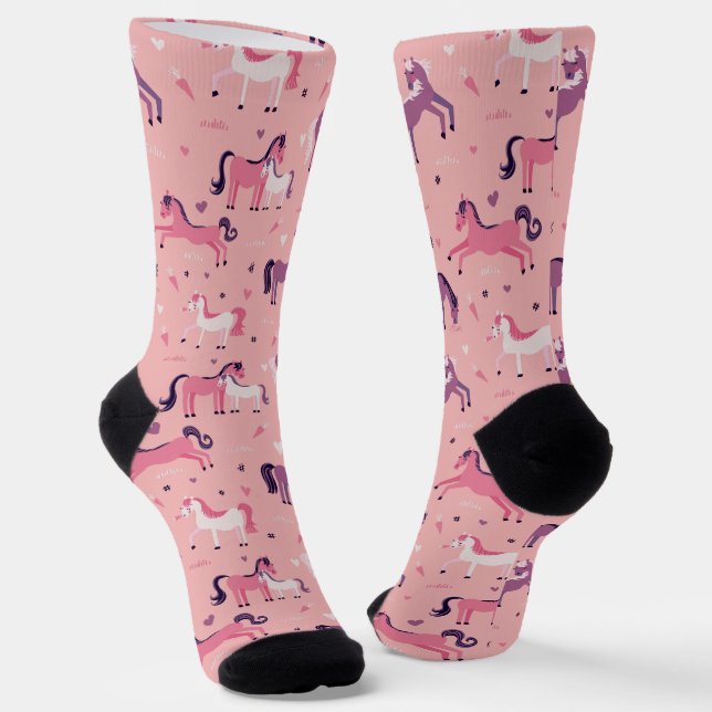 Pink Cute Pony Socks (Angled)