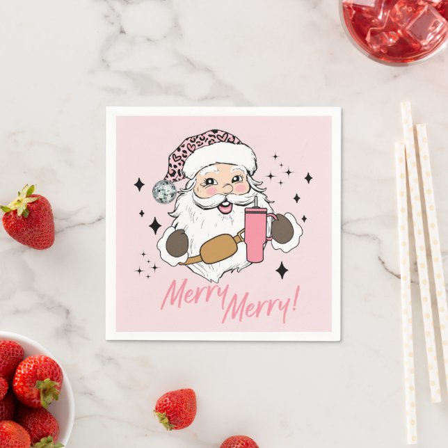 Pink Cute Santa, Boujee Santa w/ Stanley Belt Bag Napkin (Insitu)