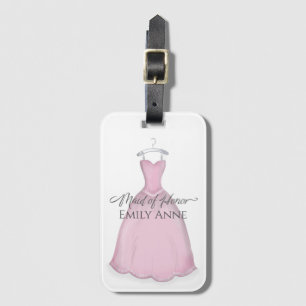 Pink Cute Simple Maid Of Honour Bridesmaid Custom Luggage Tag