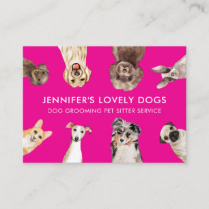 Pink Cute Small Size Dogs Pet Sitter Business Card