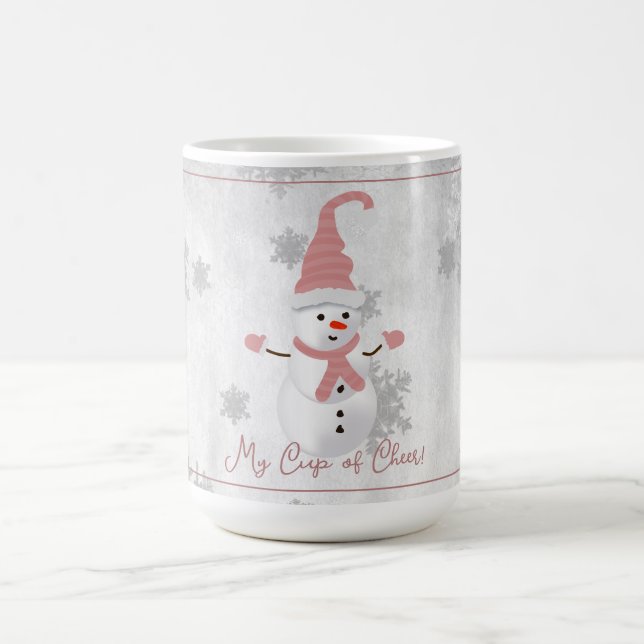 Pink Cute Snowman Holiday Mug (Center)