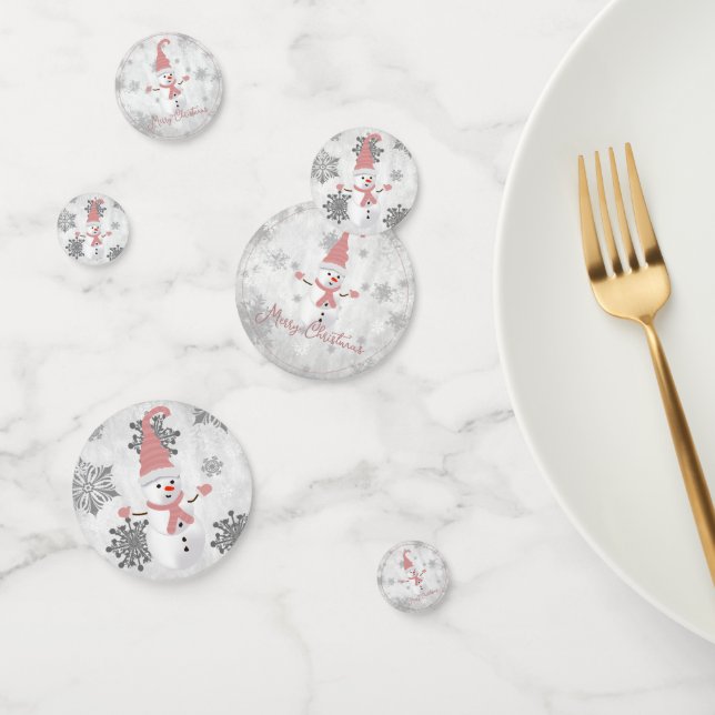 Pink Cute Snowman Table Confetti (Group)