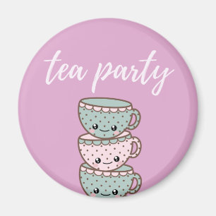 Pink Cute Tea Party Teacups Magnet