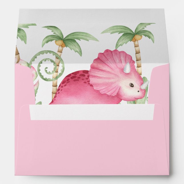  Pink Cute Triceratops Dinosaur   Envelope (Back (Bottom))