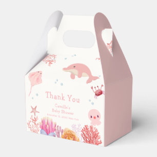 Pink Cute Under The Sea Dolphin Girl Baby Shower Favour Box