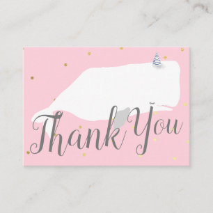 Pink Cute Whale Baby Shower Thank You  Enclosure Card