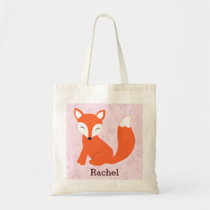 Pink Cute Woodland Baby Fox Personalised Tote Bag