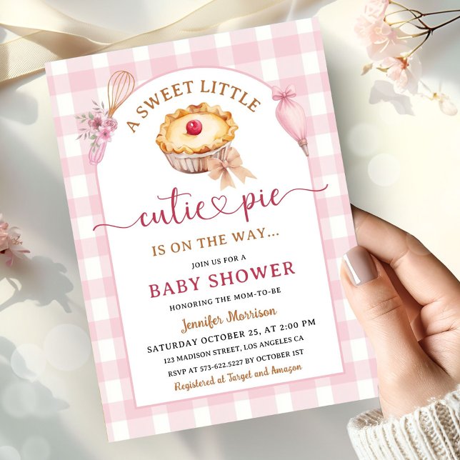 Pink Cutie Pie Baby Shower Invitation (Creator Uploaded)
