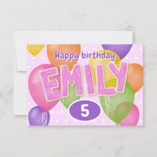 pink cutout letters cookies Emily birthday Card