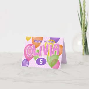 pink cutout letters cookies Olivia birthday Card