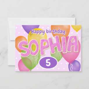 pink cutout letters cookies Sophia birthday Card