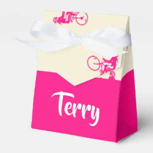 Pink cyclist silhouette pattern favour box