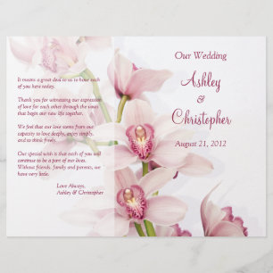 Pink Cymbidium Orchid Floral Wedding Program