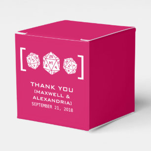 Pink D20 Dice Gamer Favour Boxes