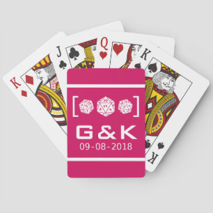 Pink D20 Dice Gamer Wedding Playing Cards