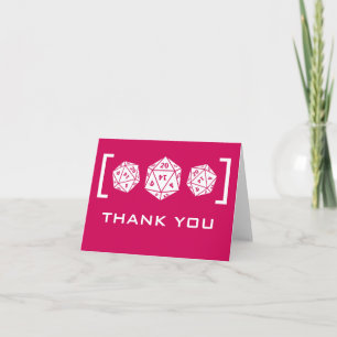 Pink D20 Dice Gamer Wedding Thank You Card