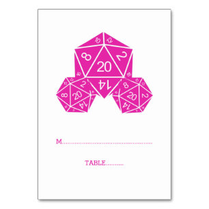 Pink D20 Dice Place Card