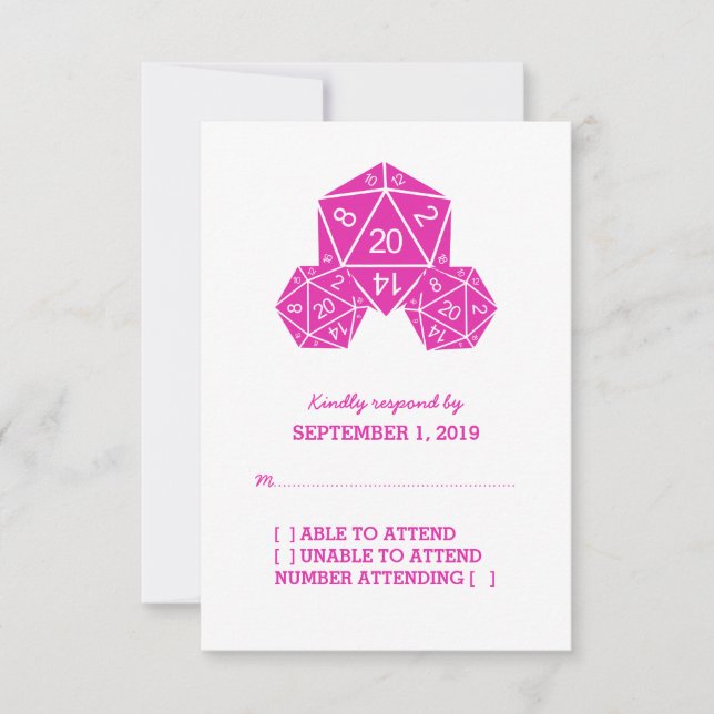 Pink D20 Dice Response Card (Front)