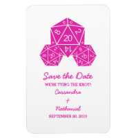 Pink D20 Dice Save the Date Magnet
