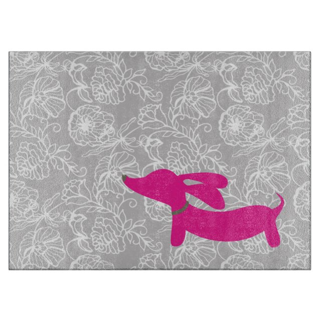 Pink Dachshund Cutting Board (Front)