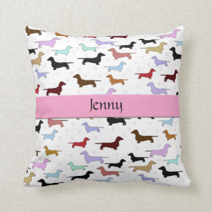 Pink Dachshund Dog Pillow