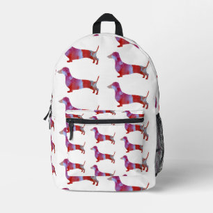 Pink dachshund Dog Printed Backpack