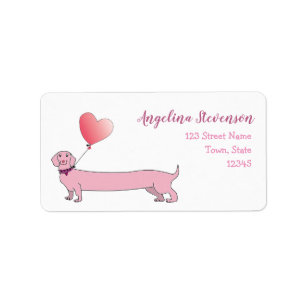 Pink Dachshund Dog Return Address Label