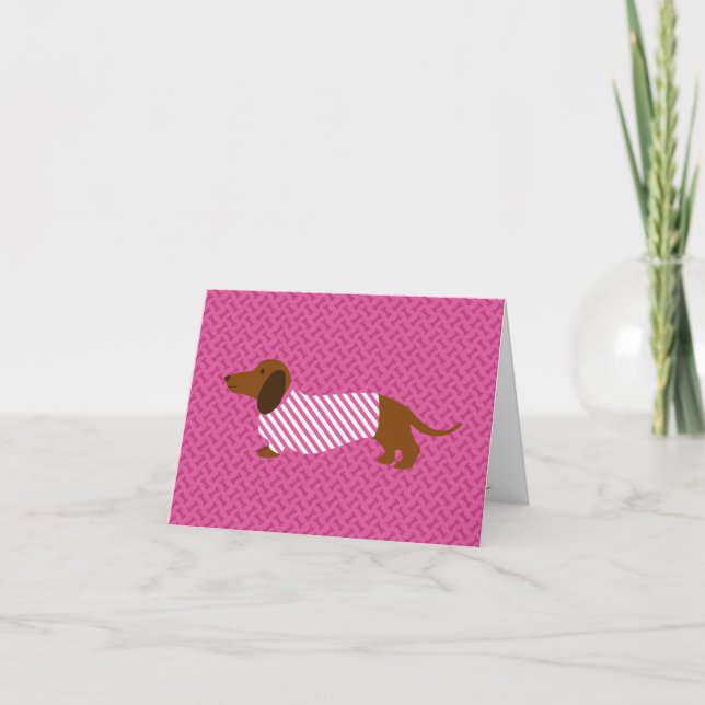 Pink Dachshund Mothers Day Card (Front)