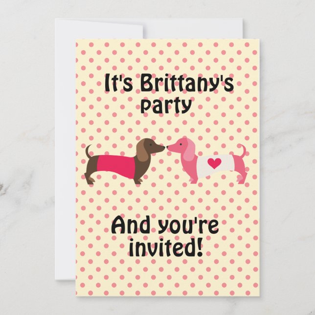 Pink Dachshund Party Invitation (Front)
