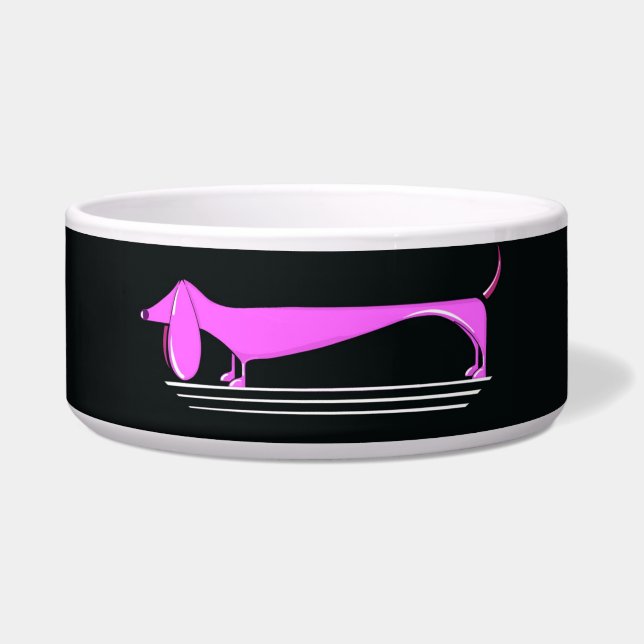 Pink Dachshund Pattern Pet Bowl (Front)