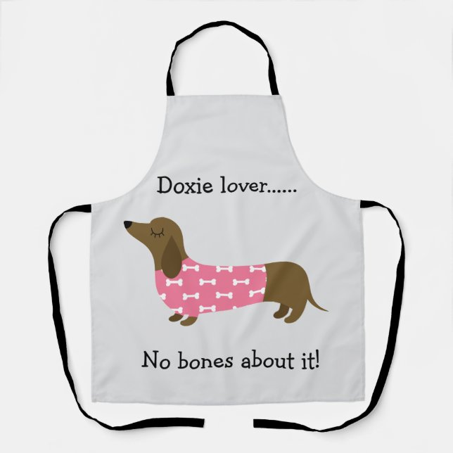 Pink Dachshund Personalised Apron (Front)