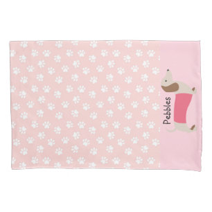 Pink Dachshund Pillow Case Custom Name