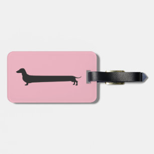 Pink dachshund silhouette baggage tag