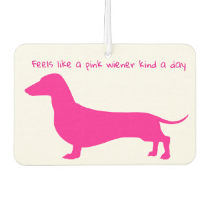 Pink Dachshund Silhouette Car Air Freshener