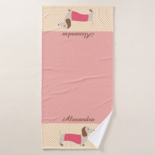 Pink Dachshund Towel Customised Doxie Towel