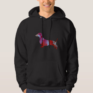 Pink Dachshund Watercolor Art Hoodie