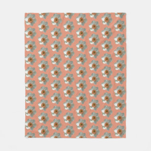 Pink Daffodil Spring Flower Fleece Blanket