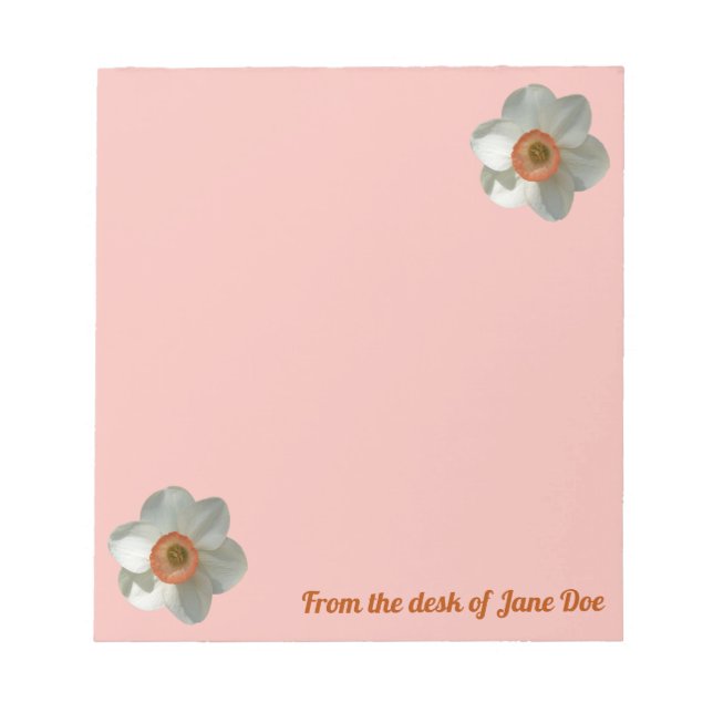 Pink Daffodil Spring Flower Notepad (Front)