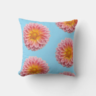 Pink Dahlia and Dew Drops Cushion