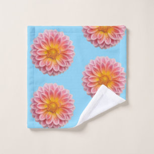 Pink Dahlia and Dew Drops Wash Cloth