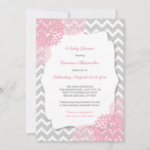Pink Dahlia Baby shower invites