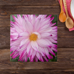 Pink Dahlia Bloom Floral Ceramic Tile